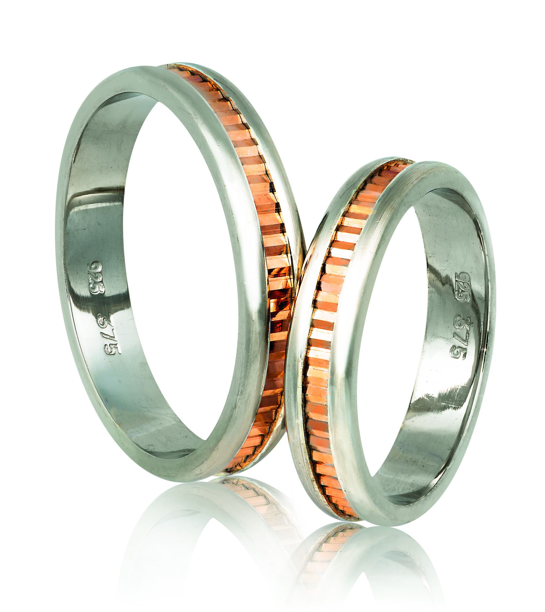 White gold & rose gold wedding rings 4.3mm (code A341r)